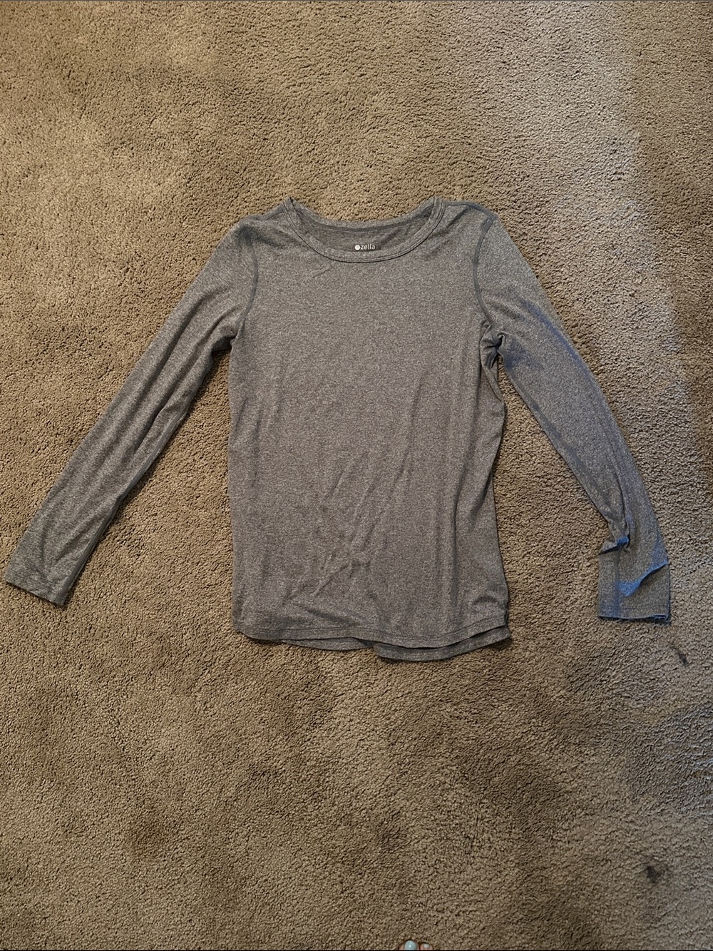 Zella Heather Gray Long Sleeve Crewneck Tee